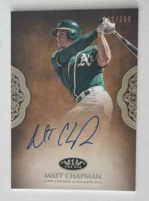 2019 Topps Tier One Matt Chapman Autograph Auto #/299 - Image 1 of 2
