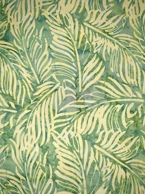 Batik Cotton Quilting Craft Sewing Fabric Fat Quarters Meters Green Feather - Image 1 of 3