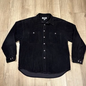 Vintage Supplies Menswear Wide Wale Cord Schwarz Knopfleiste Langarm Hemd L - Bild 1 von 7