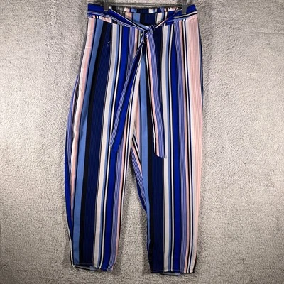 A'gaci Striped Harem Pants Womens Large USA Made Multicolor Tie Waist Bohemian - Image 1 of 4