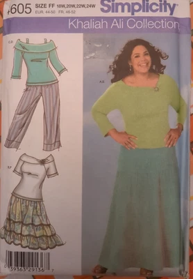 SIMPLICITY Pattern #4605 WOMEN'S CROPPED PANTS, SKIRT & KNIT TOPS SIZE 18W-24W - Image 1 of 4