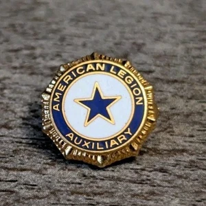 American Legion Auxiliary U.S. Veteran's Frat. Org Gold Safety Pinback Lapel Pin - Picture 1 of 5