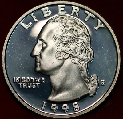 Uncirculated Proof 1998-S San Francisco Mint Silver Washington Quarter - Image 1 of 2