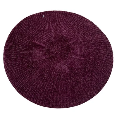 Винтажный много бордовый красный шениль вязаный берет парижский Artsy шляпа OS мертвый запас - Изображение 1 из 4