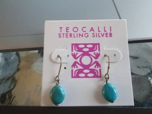 Orecchini Teocalli Argento Sterling - Perline Turchese Sud Occidentale / Boho Vintage Nuovi - Foto 1 di 5