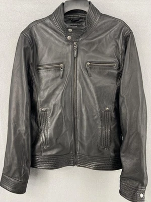 7Diamonds Jacket Mens XL Black Leather Moto Biker Bomber Sprint - Image 1 of 4