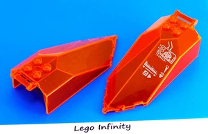 2 LEGO Trans-Neon Orange Windscreen 10x4x2 Bar Handle 1 with Sticker Nexo 27165 - Picture 1 of 6