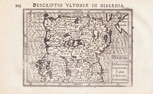 Irlanda Ulster Irlanda del Norte Irlanda mapa mapa Bertius grabado Hondius 1618 - Imagen 1 de 1