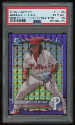 AROON ESCOBAR 2025 BOWMAN CHROME #BCP-65 PURPLE REFRACTOR 248/250 PSA 10 - Image 1 of 2