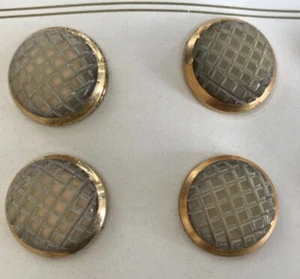 Bottoni vintage 12 pz rotondi dorati effetto griglia 2 cm Anni '70 - Foto 1 di 3