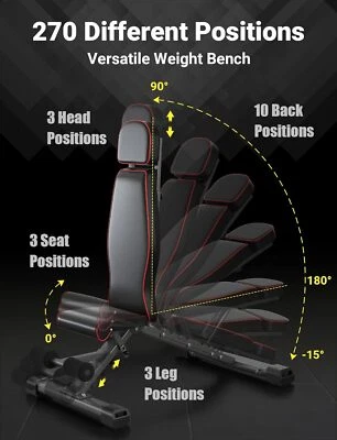 880LBS Adjustable Foldable Weight Bench Home Gym Strength Training Workout Bench - Image 1 of 4