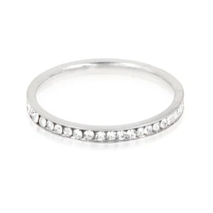 *NUEVO* Anillo de Boda de Acero Inoxidable de Piedra Transparente Micro Pavimentada - Imagen 1 de 7
