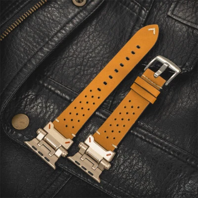 For Apple Watch Series 10 9 8 7 Ultra Metal+ Leather Band Strap 42/44/45/46/49mm - Image 1 of 4