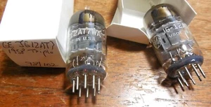 Paar GE JG 12AT7 Röhren von 1958 Triple Glimmer Spacer! TONE für Röhrenmikrofone! - Bild 1 von 2