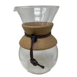 BODUM Glass Coffee Carafe 8” Glass Leather Pour Over Pitcher with Cork Collar - Picture 1 of 10