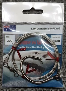 200lb Stainless Steel Wire 1.5m Shark trace with Bite Zone, 14/0 circle hook - Picture 1 of 18