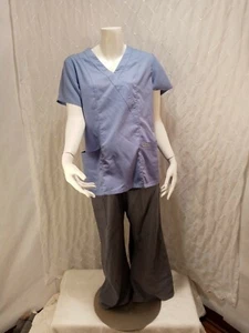 Mismatched set of scrubs Gray bottom and Blue top - Picture 1 of 8