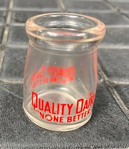 Miniature QUALITY DAIRY Milk Creamer Glass Bottle Jar - Picture 1 of 8