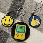 Game Boy Computer Games Console Keychain Keyring + 2 Emoji Phone Charms