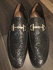 Amali Nicky C Metallic Glitter Tuxedo Shoes Mens Formal  SlipOn Loafers 10.5 - Picture 1 of 11