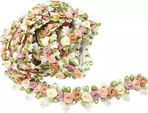 3Yards Flower Lace Edge Trim Vintage Ribbon Rose Pearl Beads Fabric Embroidered - Picture 1 of 7