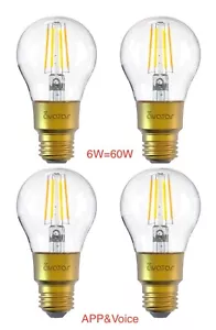 4Pack Smart LED Clear Bulb E26 Warm&cool 6W 650Lumens Dimmable Alexa&Google Home - Picture 1 of 9