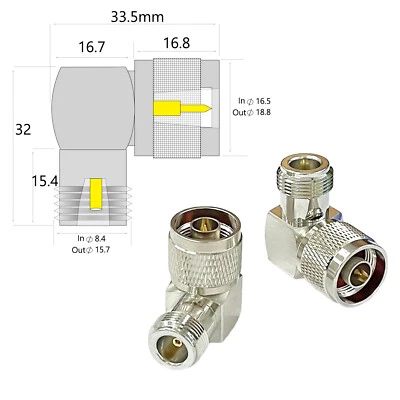 1PC N female adapter to N type male right angle  RF coax connector nickelplated - Image 1 of 4