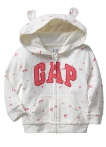 NEW! Baby Gap Hoodie Size 0-3 Months Logo Girls Bear ear hoodie hooded jacket - Picture 1 of 2