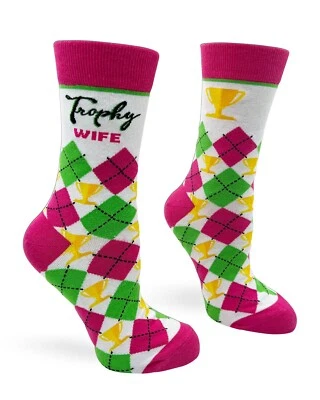 Calcetines Fabdaz Trofeo Esposa Damas Argyle Patrón Divertidos Novedad Crew Foto 1 de 3