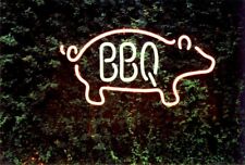Bbq Open Neon Light Sign 20"x16" Lamp Glass Wall Hanging Poster Decoration Ux