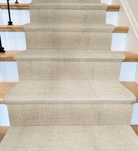 Custom Size Hallway/Stair Runner Beige Hand Tufted Ribbed New Zealand Wool Rug - Picture 1 of 5