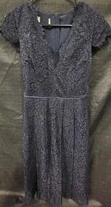 Vestido Hobbs London Paris para mujer azul marino de encaje cuello en V talla 6 usado en excelente estado - Imagen 1 de 10