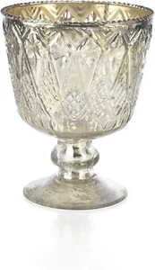 Serene Spaces Living 7" Antique Silver Glass Coupe Vase – Handmade, Vintage –Ins - Picture 1 of 1