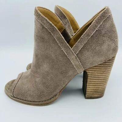 Botas al tobillo Lucky Brand para mujer de cuero tostado punta abierta botines sin cordones tacón bloque Foto 1 de 4