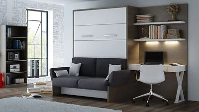 Schrankbett / Wandbett / Klappbett- Sofa WBS 1 Soft -160 x 200 cm Anthrazit Weiß - Bild 1 von 4