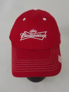 Cappello Berretto BUDWEISER Birra Rosso Bianco Ricamato "Afferra alcune Buds" Nuovo - Foto 1 di 8