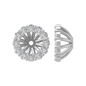 10k White Gold Lab Grown Diamond Jacket Stud Earring Holiday Gift - Picture 1 of 5