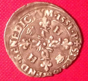 France, Henry II, genuine AR douzain dated 1551 - Picture 1 of 4