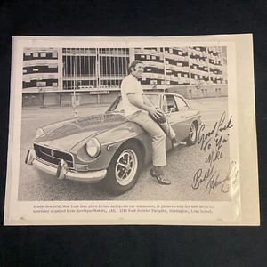 Bobby Howfield NY Jets Kicker Signed 8x10 Photo Sports Car VTG B&W OOAK - Picture 1 of 2