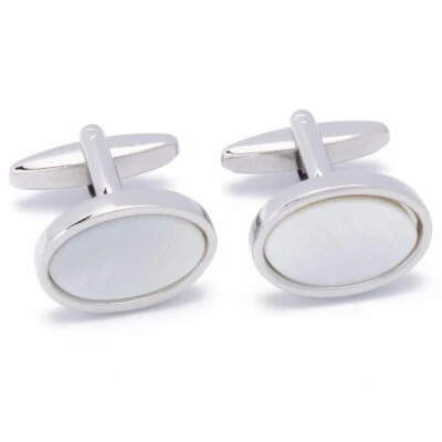 Gemelli - argento ovale con madreperla bianca - Immagine 1 di 4