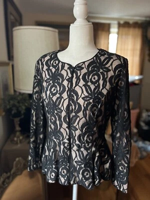 Top para mujer XScape negro de encaje peplum nude forrado talla 8 gótico glamour oscuro academia Foto 1 de 4