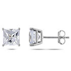 Amour 10k Gold Created White Sapphire Solitaire Earrings