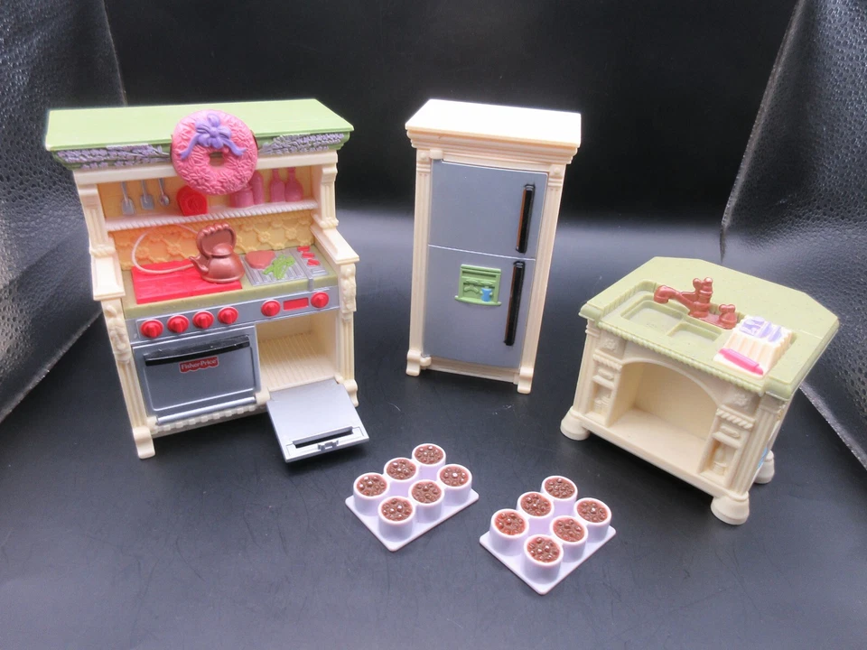 Fisher Price 2008 JUEGO DE COCINA Loving Family casa de muñecas ref estufa horno isla fregadero Foto 1 de 4