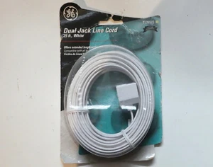 New GE BEST QUALITY 25 ft DUAL JACK LINE CORD ~ 2-Jacks + RJ-11 plug ~telephone - Picture 1 of 3
