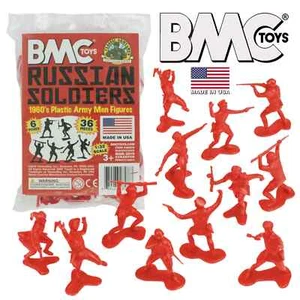 BMC Marx Recast Russian Red Plastic Army Men WW2 Soldier Figures - Made in USA - Picture 1 of 7