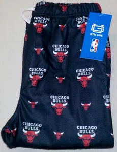 CHICAGO BULLS MENS SLEEP LOUNGE PAJAMA PANT S M XL 2X POLYESTER BLACK PRINT NWT - Picture 1 of 2