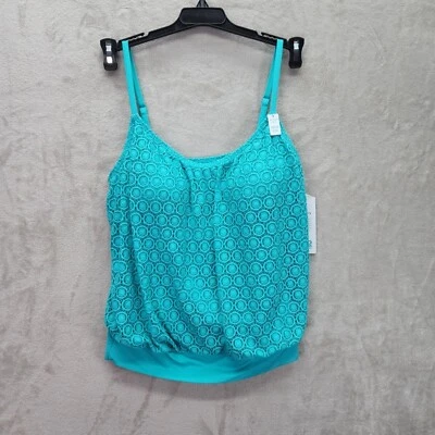 Coco Contours Tankini Top Size 10 34C/D Crochet Bra Sized Swim Lace Aquamarine - Image 1 of 4