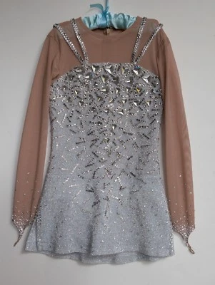 Figure Skating Competition Dress Child Medium Ice Skate Silver135-145cm  - Image 1 of 4