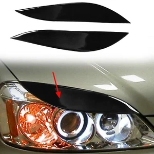 2x Piano Black Auto Headlight Lamp Eyebrow Molding Trim For Civic 2001-2003 - Picture 1 of 8
