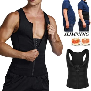 Men's Tummy Control Tank Vest Lumbar Back Support Tight Undershirt Body Shaper - Picture 1 of 33